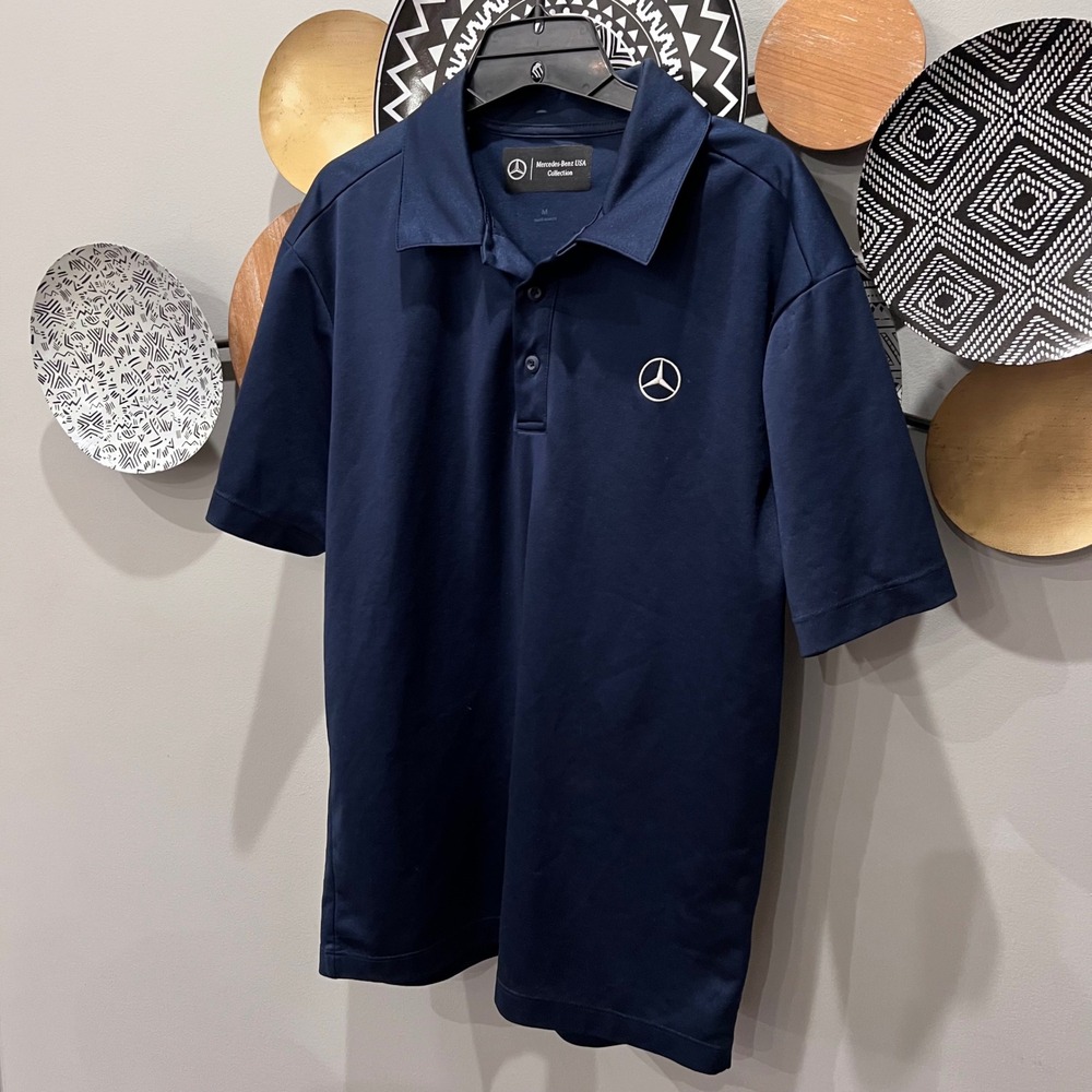 Mercedes-Benz USA Collection Mens Navy Blue Short Sleeve Polo Shirt Size M